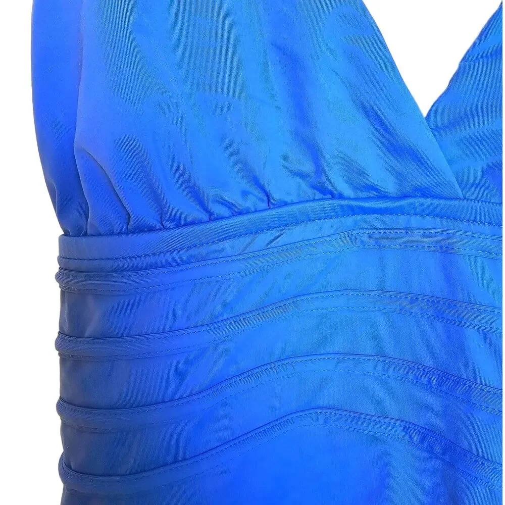 La Blanca Island Goddess Multi-Strap Cross-Back One-Piece Swimsuit in Sapphire